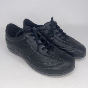 Ecco Cayla Tie Sneakers Women's US 5 5.5 Black Leather Lace-Up Athletic Shoes 36
